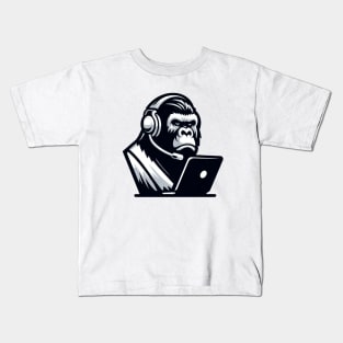 Groovy Gorilla: Tech-Savvy Ape Kids T-Shirt